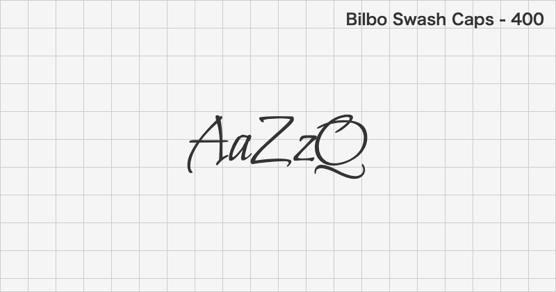 Bilbo Swash Caps handwriting font text sample preview (free download)