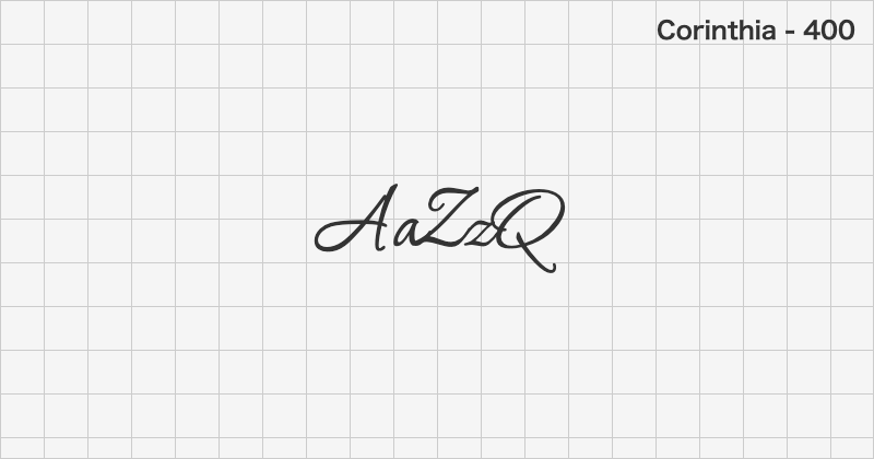 Corinthia handwriting font text sample preview (free download)