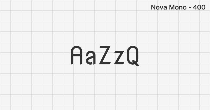 Nova Mono monospace font text sample preview (free download)