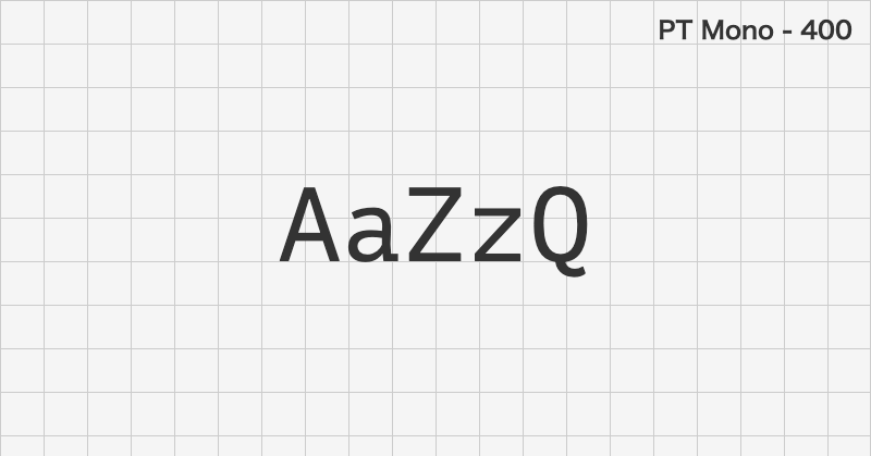 PT Mono monospace font text sample preview (free download)