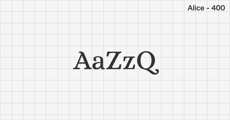 Alice serif font text sample preview (free download)