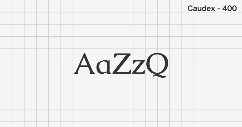 Caudex serif font text sample preview (free download)