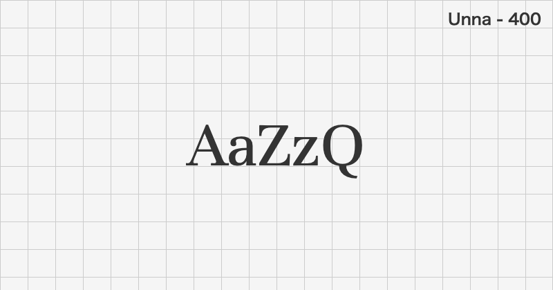 Unna serif font text sample preview (free download)