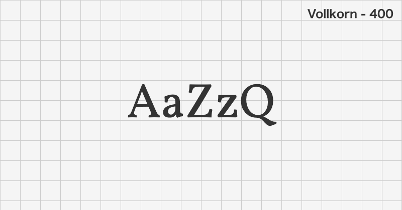 Vollkorn serif font text sample preview (free download)