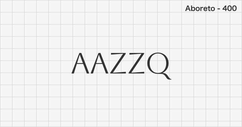 Aboreto ディスプレイ体フォントの文字見本 (無料ダウンロード)