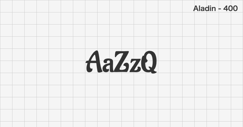 Aladin ディスプレイ体フォントの文字見本 (無料ダウンロード)