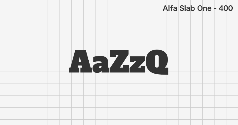 Alfa Slab One ディスプレイ体フォントの文字見本 (無料ダウンロード)