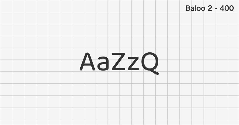 Baloo 2 ディスプレイ体フォントの文字見本 (無料ダウンロード)