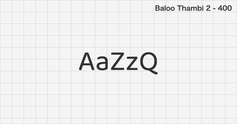 Baloo Thambi 2 ディスプレイ体フォントの文字見本 (無料ダウンロード)