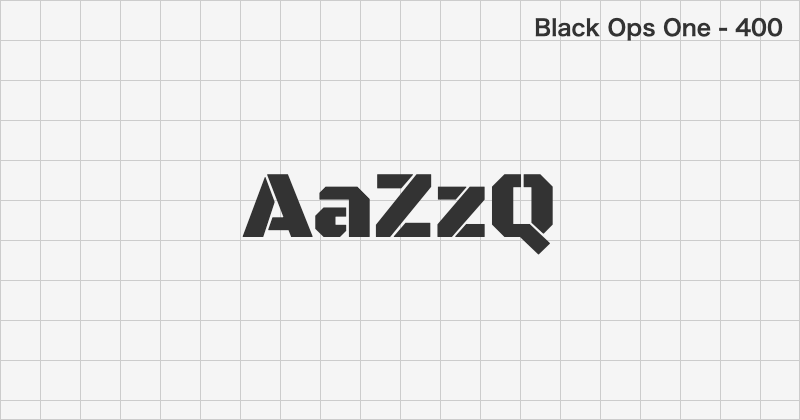 Black Ops One ディスプレイ体フォントの文字見本 (無料ダウンロード)