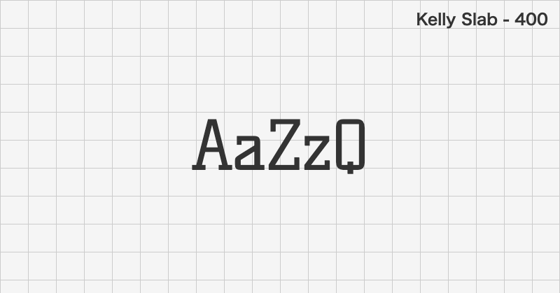 Kelly Slab ディスプレイ体フォントの文字見本 (無料ダウンロード)