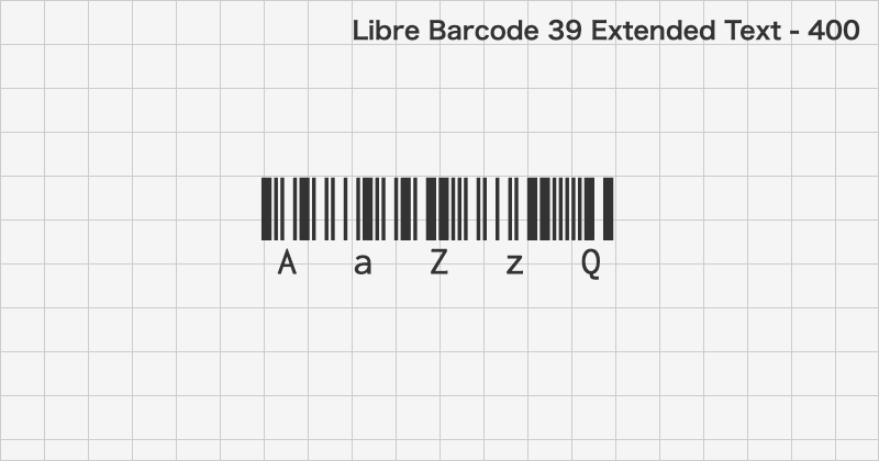 Libre Barcode 39 Extended Text ディスプレイ体フォントの文字見本 (無料ダウンロード)