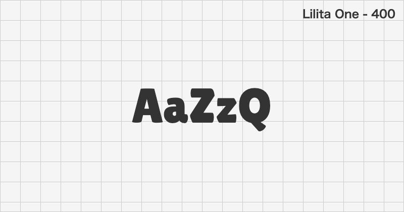 Lilita One ディスプレイ体フォントの文字見本 (無料ダウンロード)