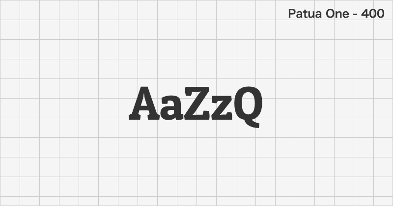 Patua One ディスプレイ体フォントの文字見本 (無料ダウンロード)