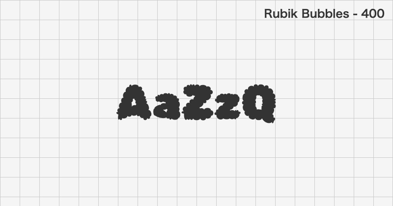 Rubik Bubbles ディスプレイ体フォントの文字見本 (無料ダウンロード)