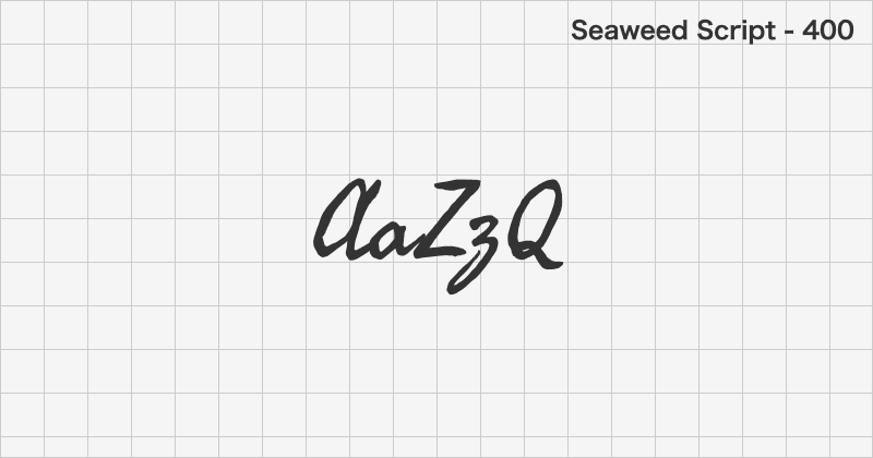 Seaweed Script ディスプレイ体フォントの文字見本 (無料ダウンロード)