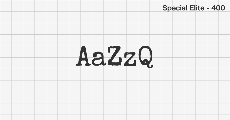 Special Elite ディスプレイ体フォントの文字見本 (無料ダウンロード)