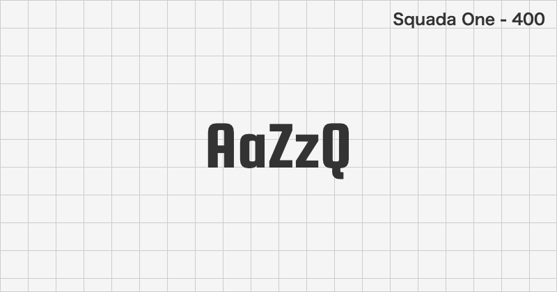 Squada One ディスプレイ体フォントの文字見本 (無料ダウンロード)