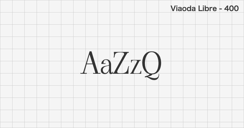 Viaoda Libre ディスプレイ体フォントの文字見本 (無料ダウンロード)