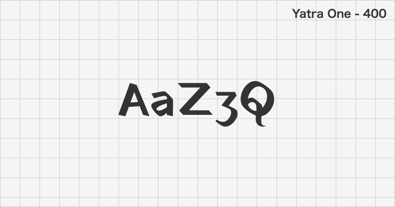 Yatra One ディスプレイ体フォントの文字見本 (無料ダウンロード)