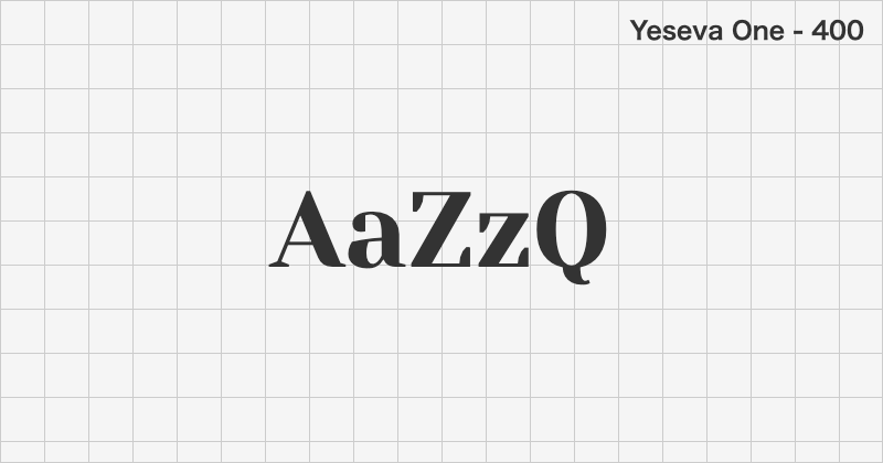 Yeseva One ディスプレイ体フォントの文字見本 (無料ダウンロード)