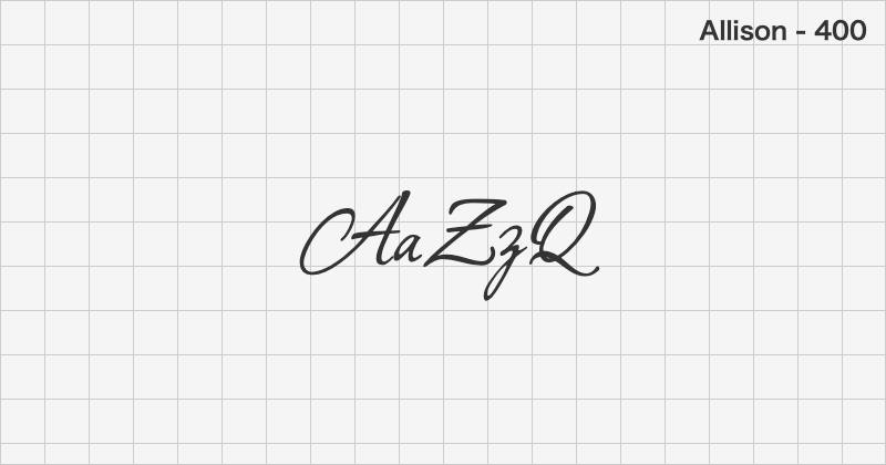 Allison 手書きフォントの文字見本 (無料ダウンロード)