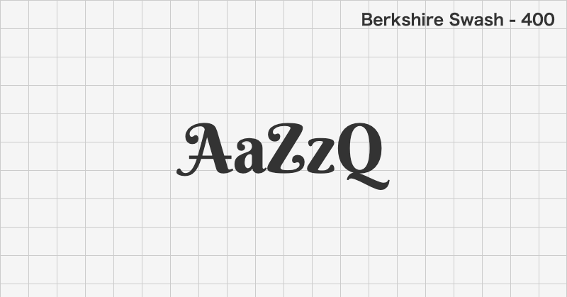Berkshire Swash 手書きフォントの文字見本 (無料ダウンロード)