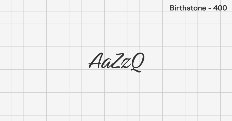 Birthstone 手書きフォントの文字見本 (無料ダウンロード)