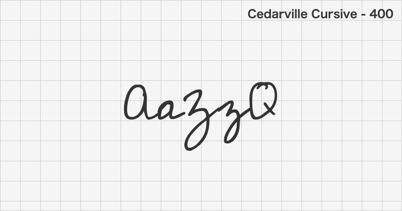 Cedarville Cursive 手書きフォントの文字見本 (無料ダウンロード)