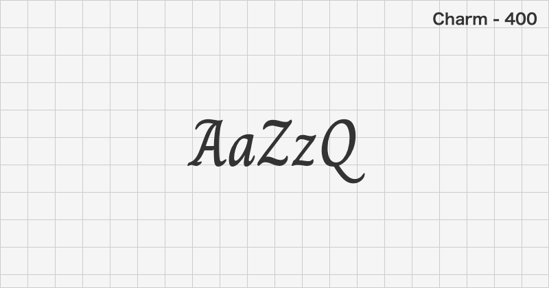 Charm 手書きフォントの文字見本 (無料ダウンロード)