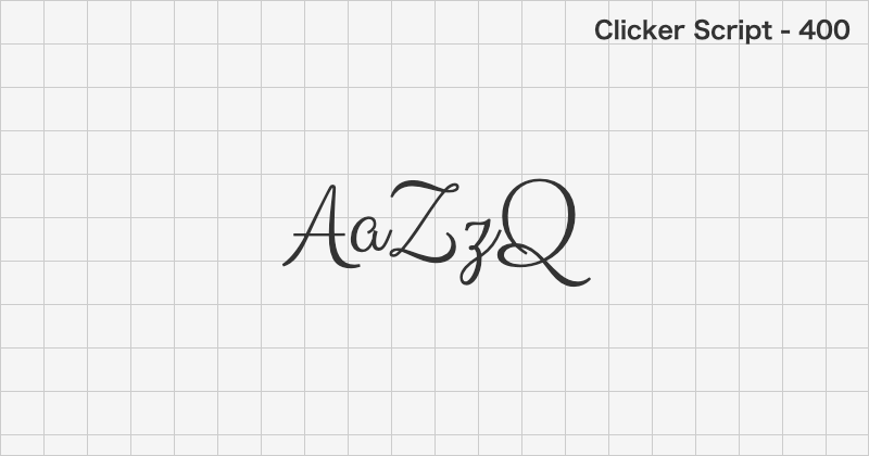 Clicker Script 手書きフォントの文字見本 (無料ダウンロード)