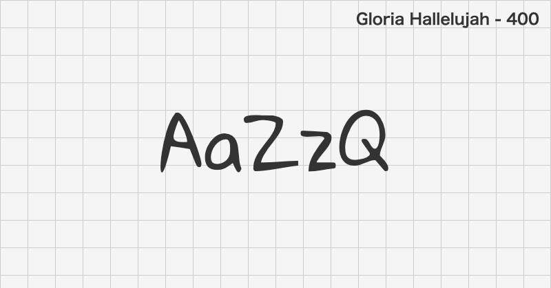 Gloria Hallelujah 手書きフォントの文字見本 (無料ダウンロード)