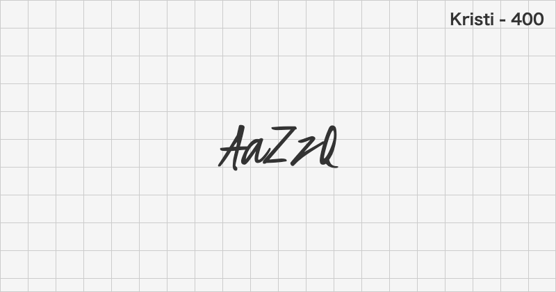 Kristi 手書きフォントの文字見本 (無料ダウンロード)