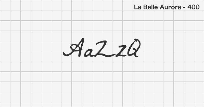 La Belle Aurore 手書きフォントの文字見本 (無料ダウンロード)