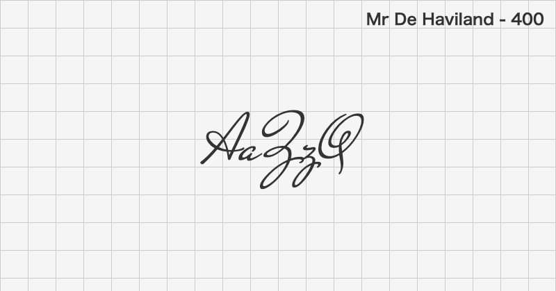 Mr De Haviland 手書きフォントの文字見本 (無料ダウンロード)