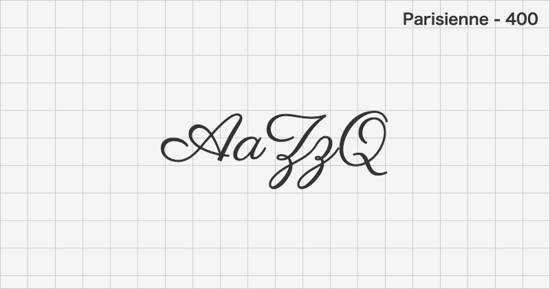 Parisienne 手書きフォントの文字見本 (無料ダウンロード)