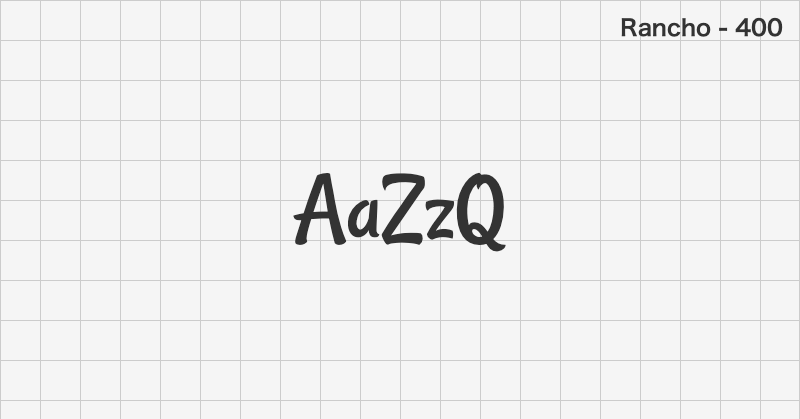 Rancho 手書きフォントの文字見本 (無料ダウンロード)