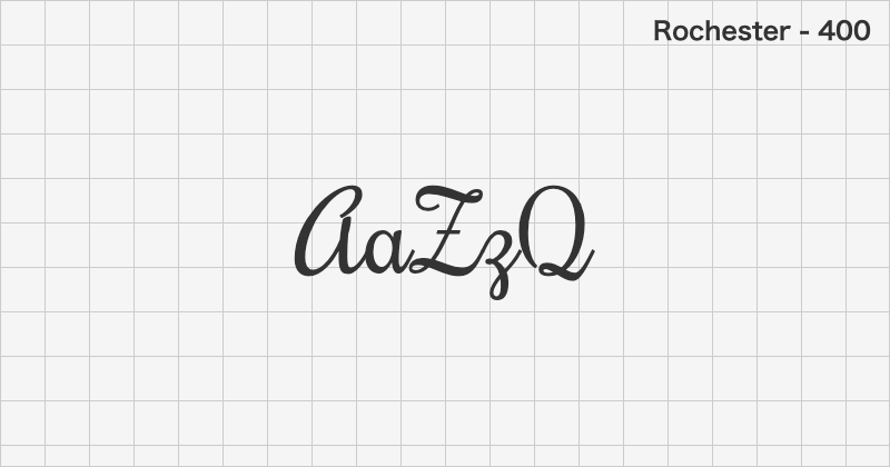 Rochester 手書きフォントの文字見本 (無料ダウンロード)