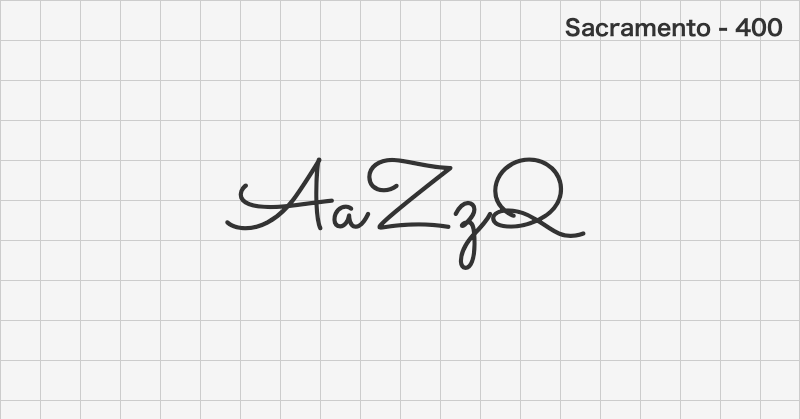 Sacramento 手書きフォントの文字見本 (無料ダウンロード)