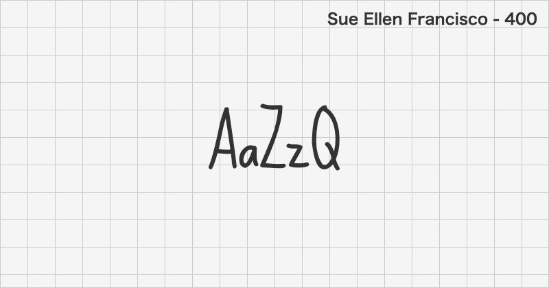Sue Ellen Francisco 手書きフォントの文字見本 (無料ダウンロード)