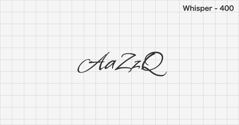 Whisper 手書きフォントの文字見本 (無料ダウンロード)
