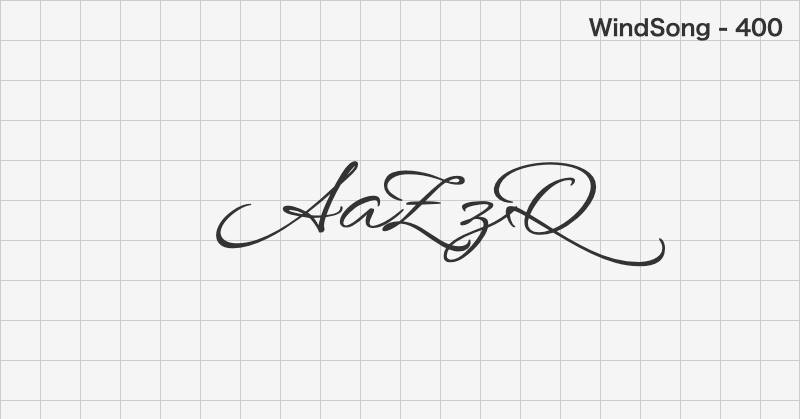 WindSong 手書きフォントの文字見本 (無料ダウンロード)