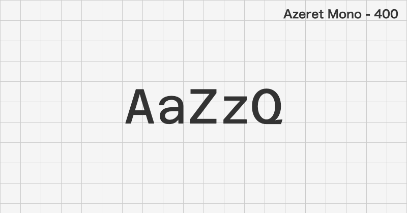 Azeret Mono 等幅フォントの文字見本 (無料ダウンロード)
