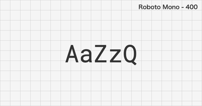 Roboto Mono 等幅フォントの文字見本 (無料ダウンロード)