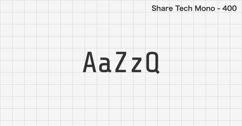 Share Tech Mono 等幅フォントの文字見本 (無料ダウンロード)