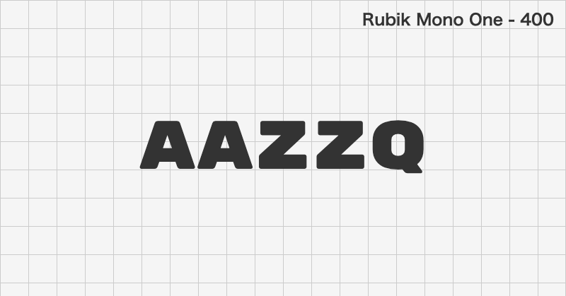 Rubik Mono One ゴシック体フォントの文字見本 (無料ダウンロード)