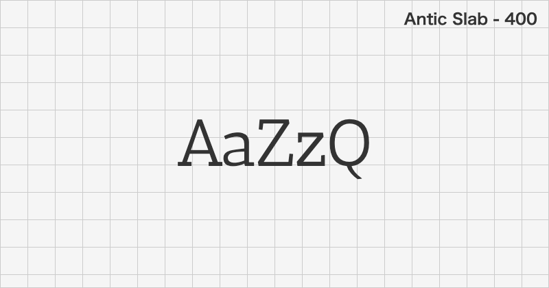 Antic Slab 明朝体フォントの文字見本 (無料ダウンロード)