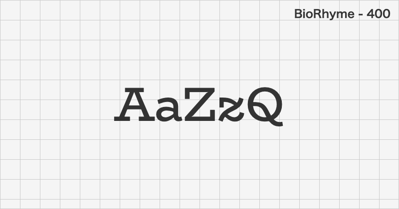 BioRhyme 明朝体フォントの文字見本 (無料ダウンロード)