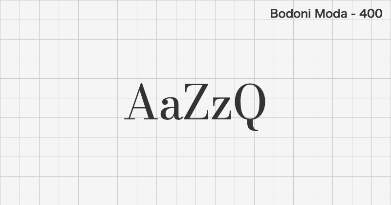 Bodoni Moda 明朝体フォントの文字見本 (無料ダウンロード)