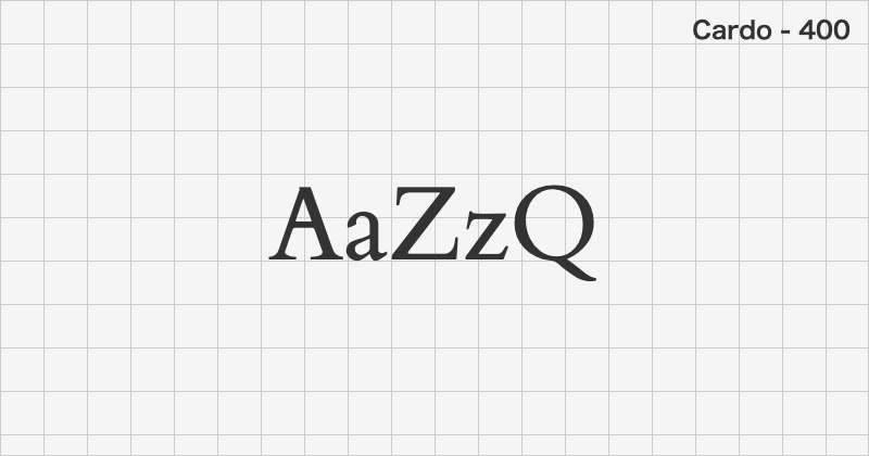 Cardo 明朝体フォントの文字見本 (無料ダウンロード)